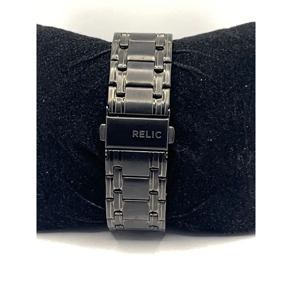 Relic ZR12053 Men's Silver Stainless Steel Analog Gray Dial Quartz Watch JD366
